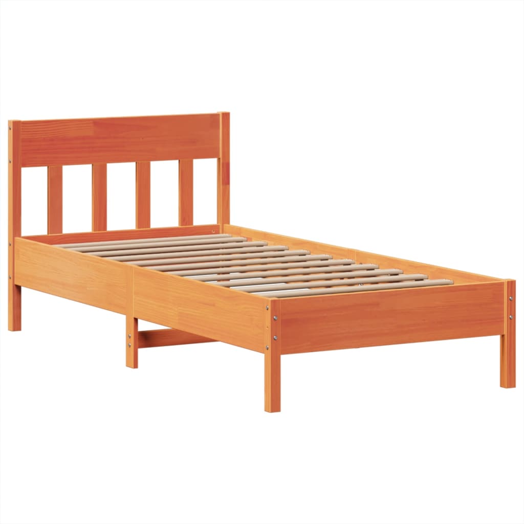 sengeramme uden madras 75x190 cm massivt fyrretræ gyldenbrun