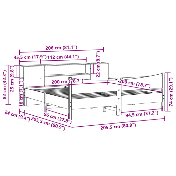 sengeramme uden madras 200x200 cm massivt fyrretræ gyldenbrun