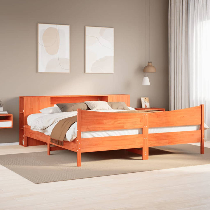 sengeramme uden madras 200x200 cm massivt fyrretræ gyldenbrun