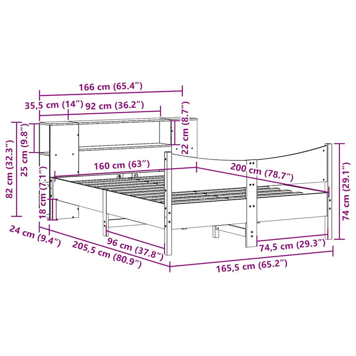 sengeramme uden madras 160x200 cm massivt fyrretræ