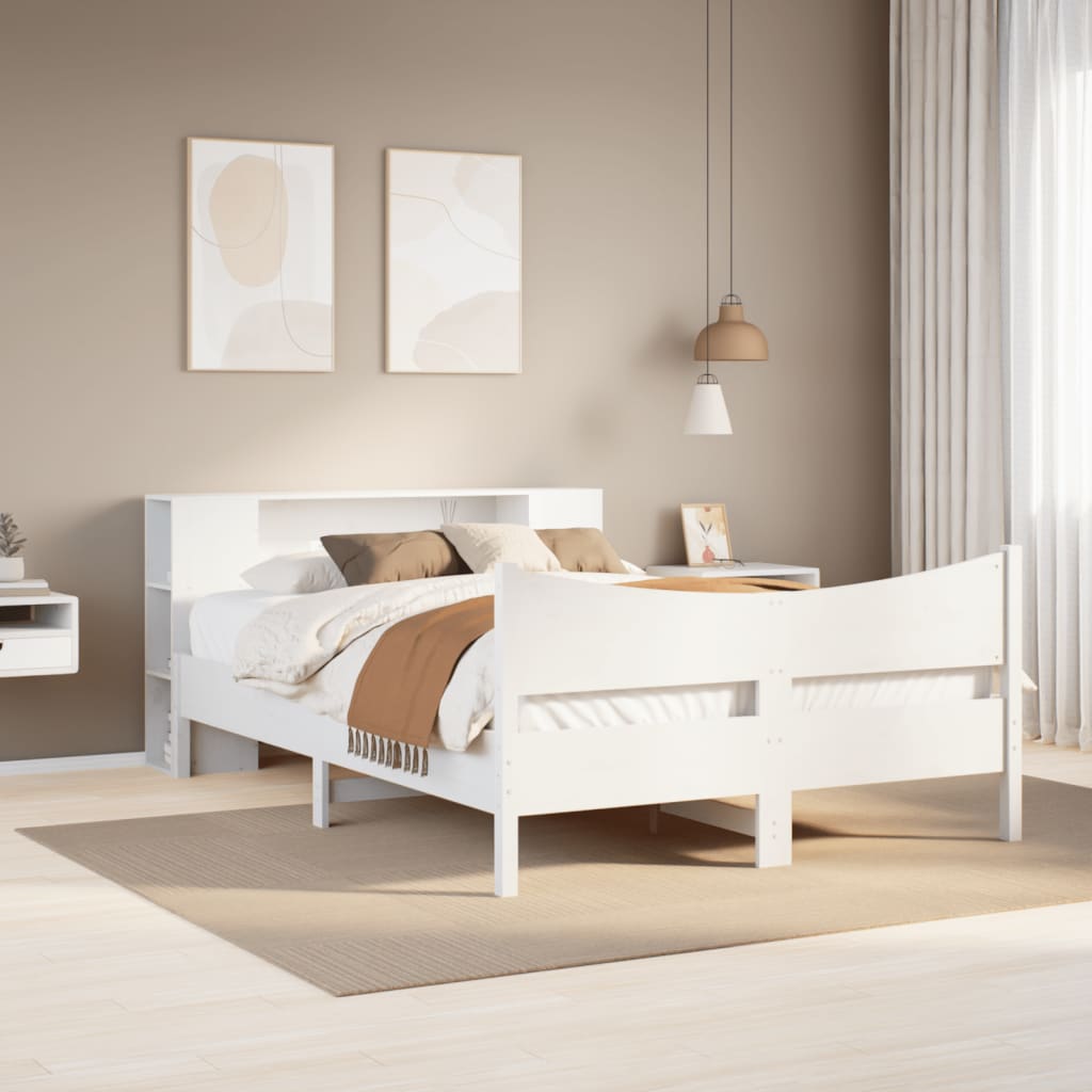 sengeramme uden madras 160x200 cm massivt fyrretræ hvid