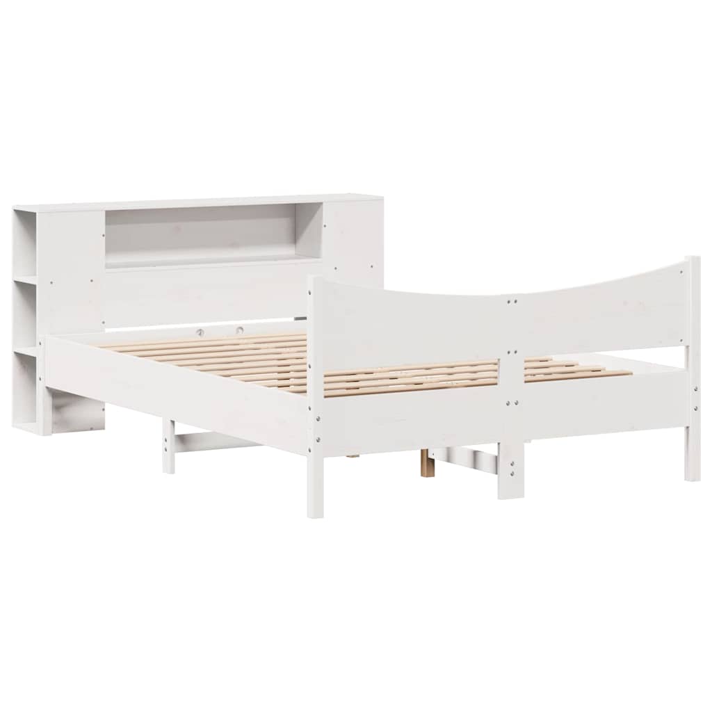 sengeramme uden madras 150x200 cm massivt fyrretræ hvid