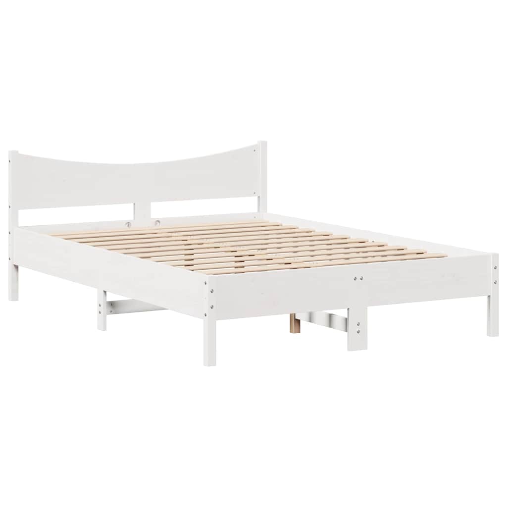 sengeramme uden madras 150x200 cm massivt fyrretræ hvid
