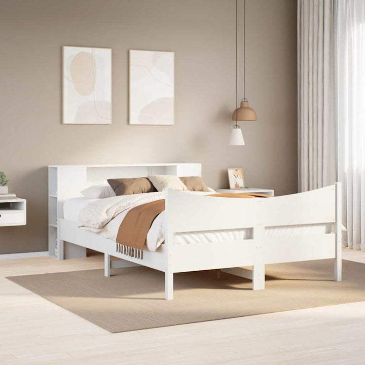 sengeramme uden madras 150x200 cm massivt fyrretræ hvid