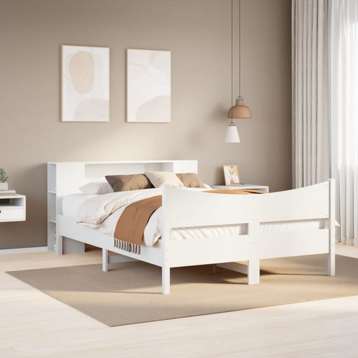 sengeramme uden madras 140x200 cm massivt fyrretræ hvid