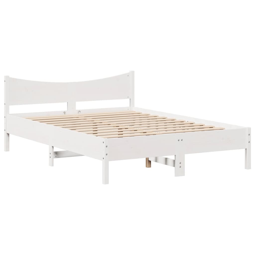 sengeramme uden madras 120x200 cm massivt fyrretræ hvid