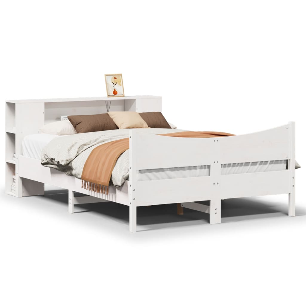 sengeramme uden madras 140x190 cm massivt fyrretræ hvid