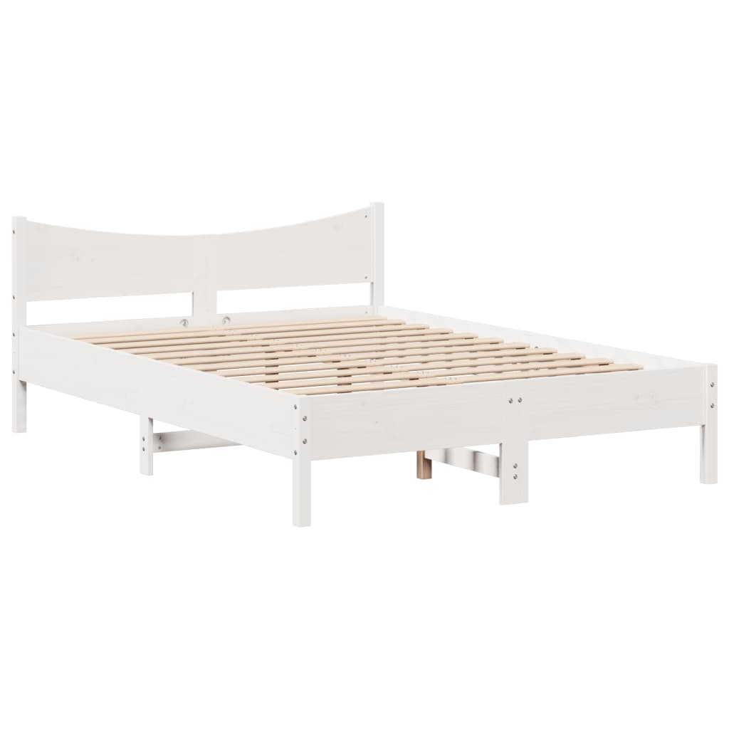 sengeramme uden madras 140x190 cm massivt fyrretræ hvid