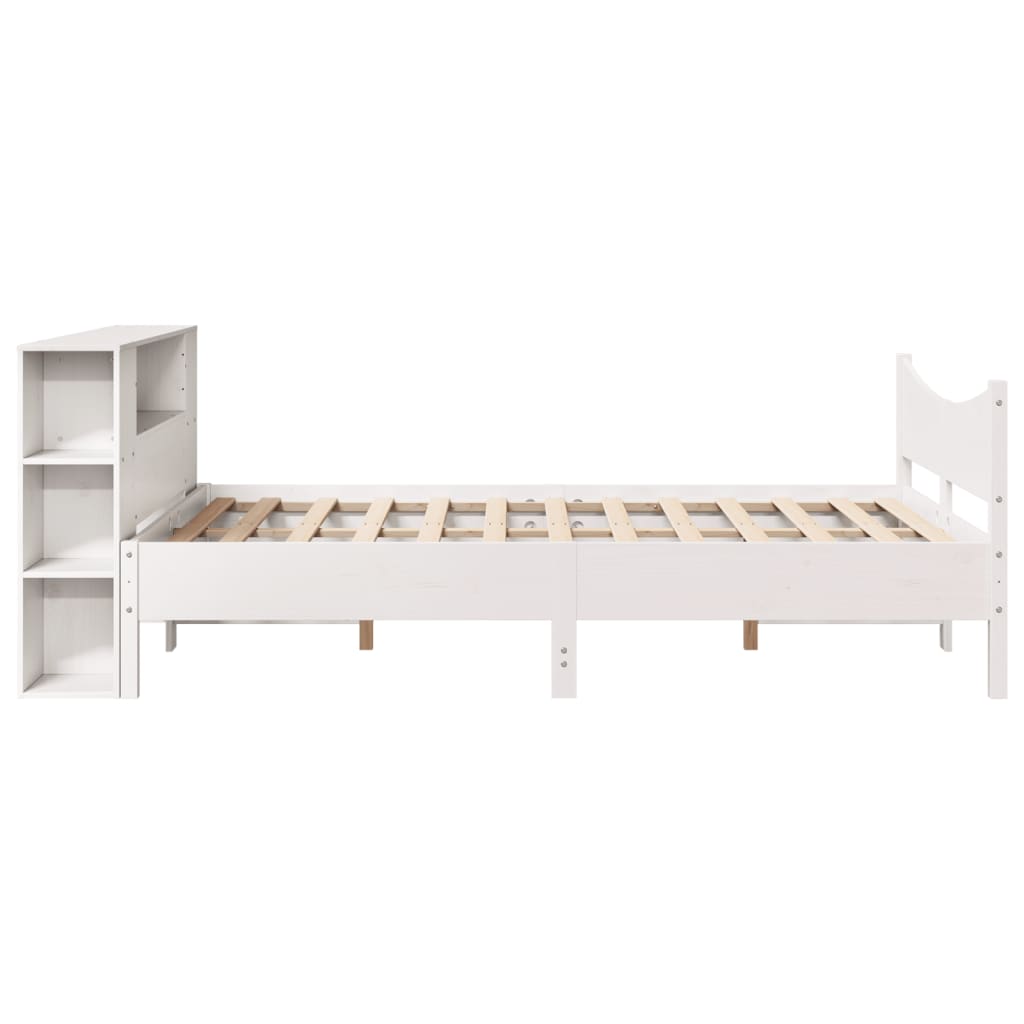sengeramme uden madras 140x190 cm massivt fyrretræ hvid
