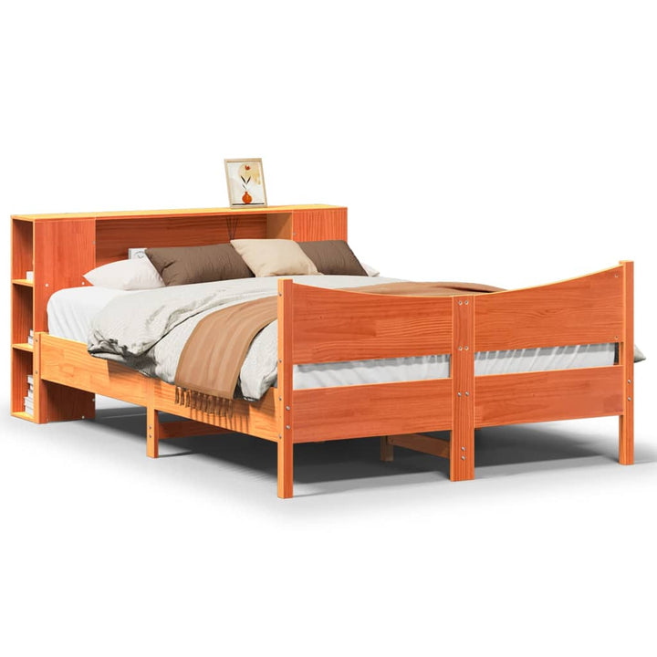 sengeramme uden madras 140x190 cm massivt fyrretræ gyldenbrun