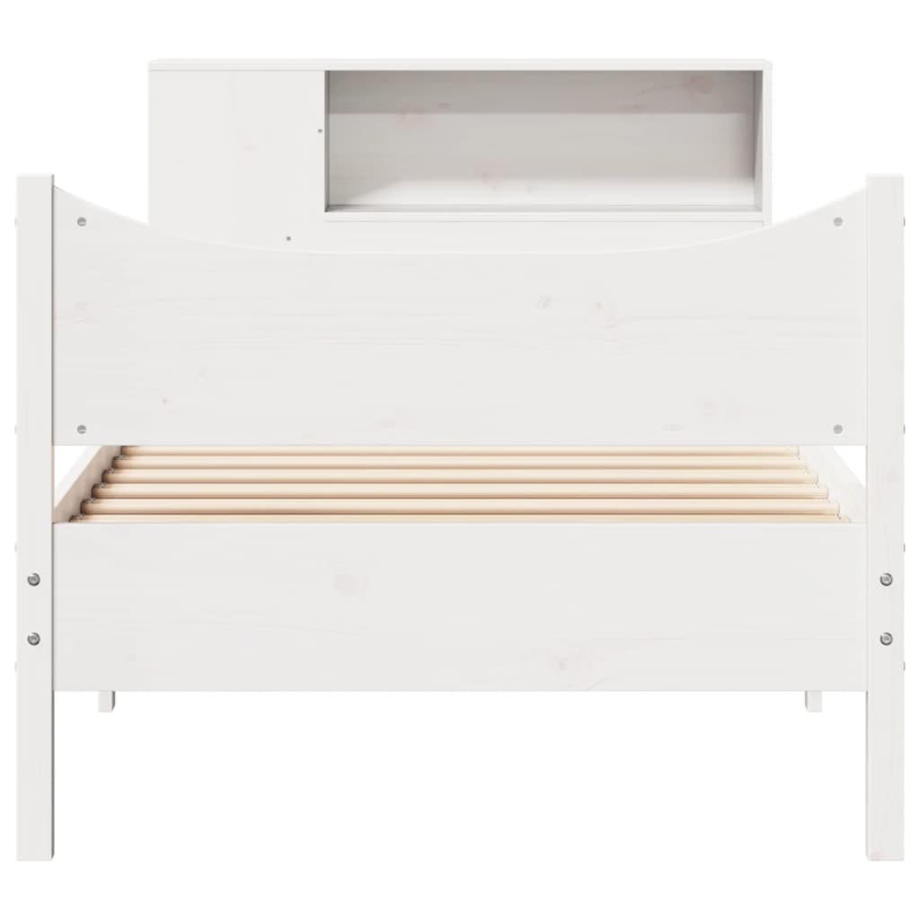 sengeramme uden madras 75x190 cm massivt fyrretræ hvid