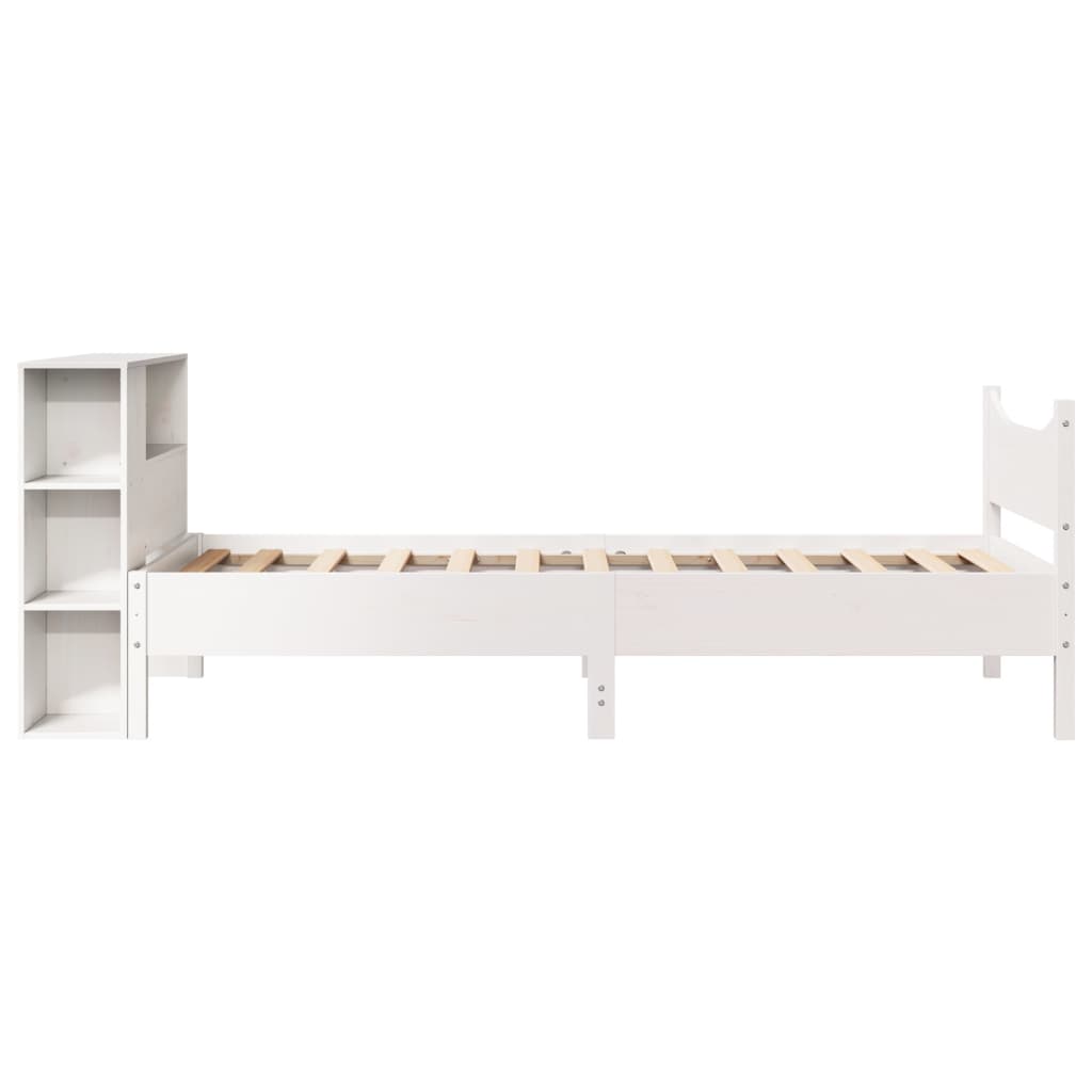 sengeramme uden madras 75x190 cm massivt fyrretræ hvid