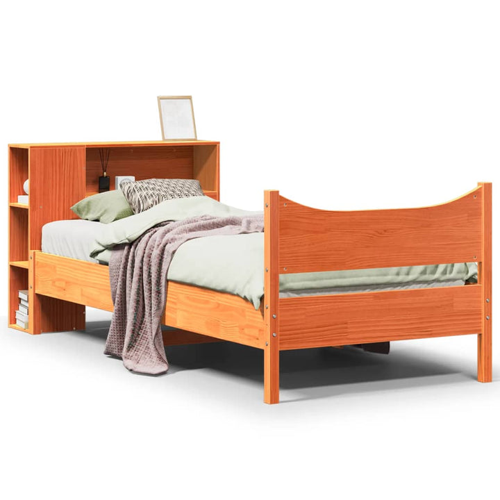 sengeramme uden madras 75x190 cm massivt fyrretræ gyldenbrun