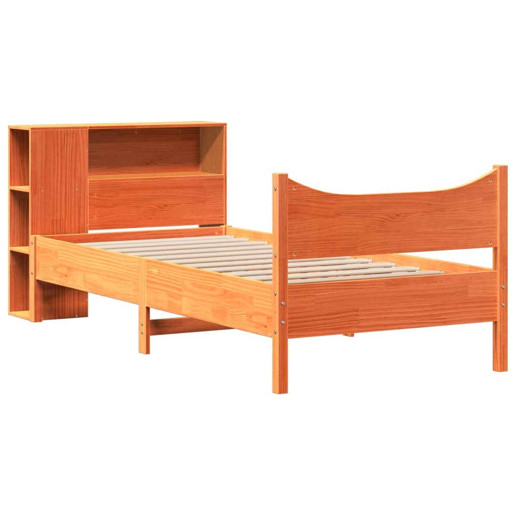 sengeramme uden madras 75x190 cm massivt fyrretræ gyldenbrun