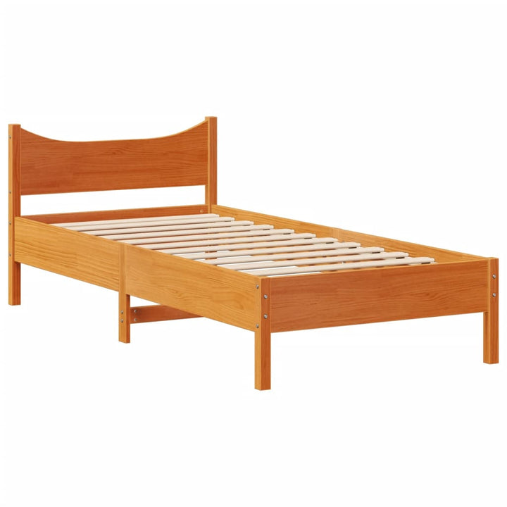 sengeramme uden madras 75x190 cm massivt fyrretræ gyldenbrun