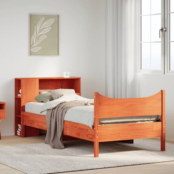 sengeramme uden madras 75x190 cm massivt fyrretræ gyldenbrun