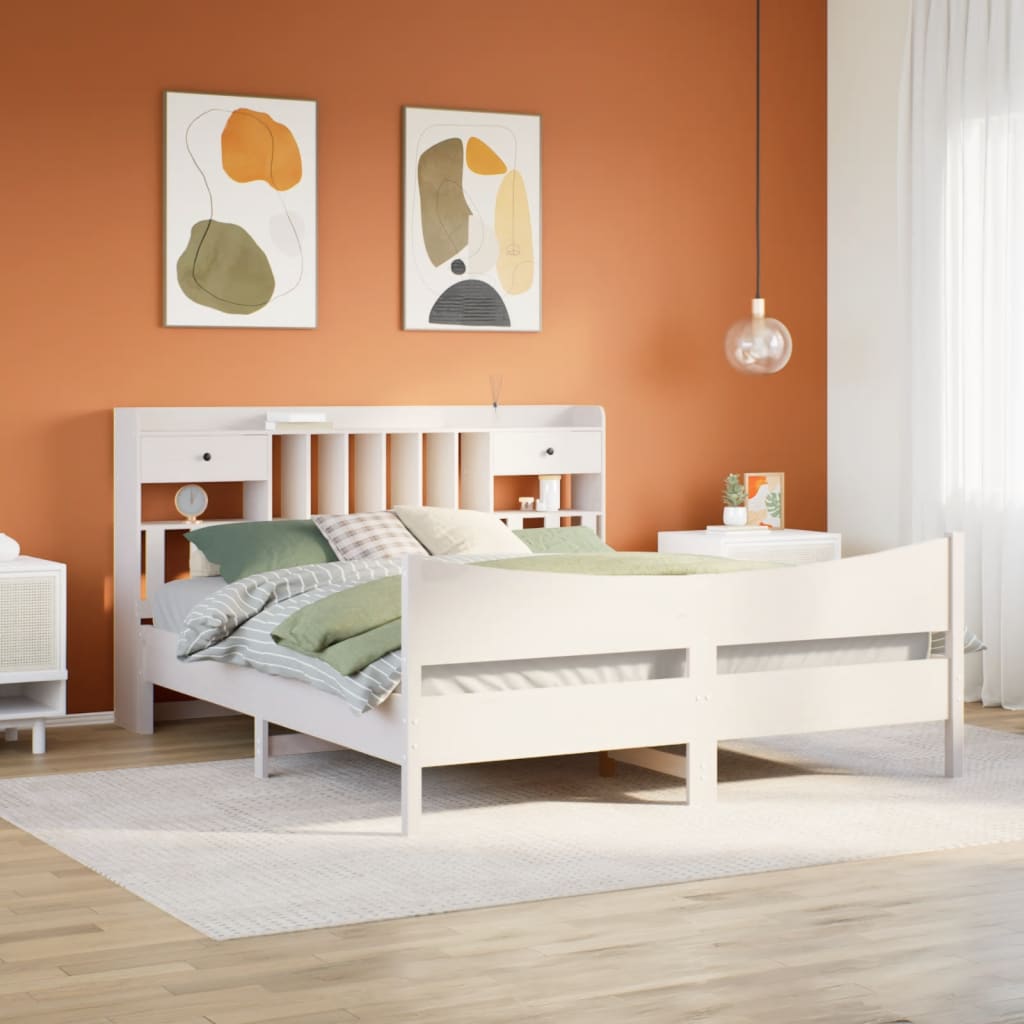 sengeramme uden madras 180x200 cm massivt fyrretræ hvid