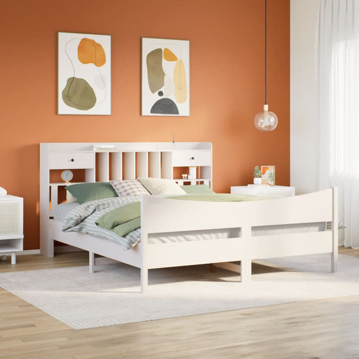 sengeramme uden madras 180x200 cm massivt fyrretræ hvid