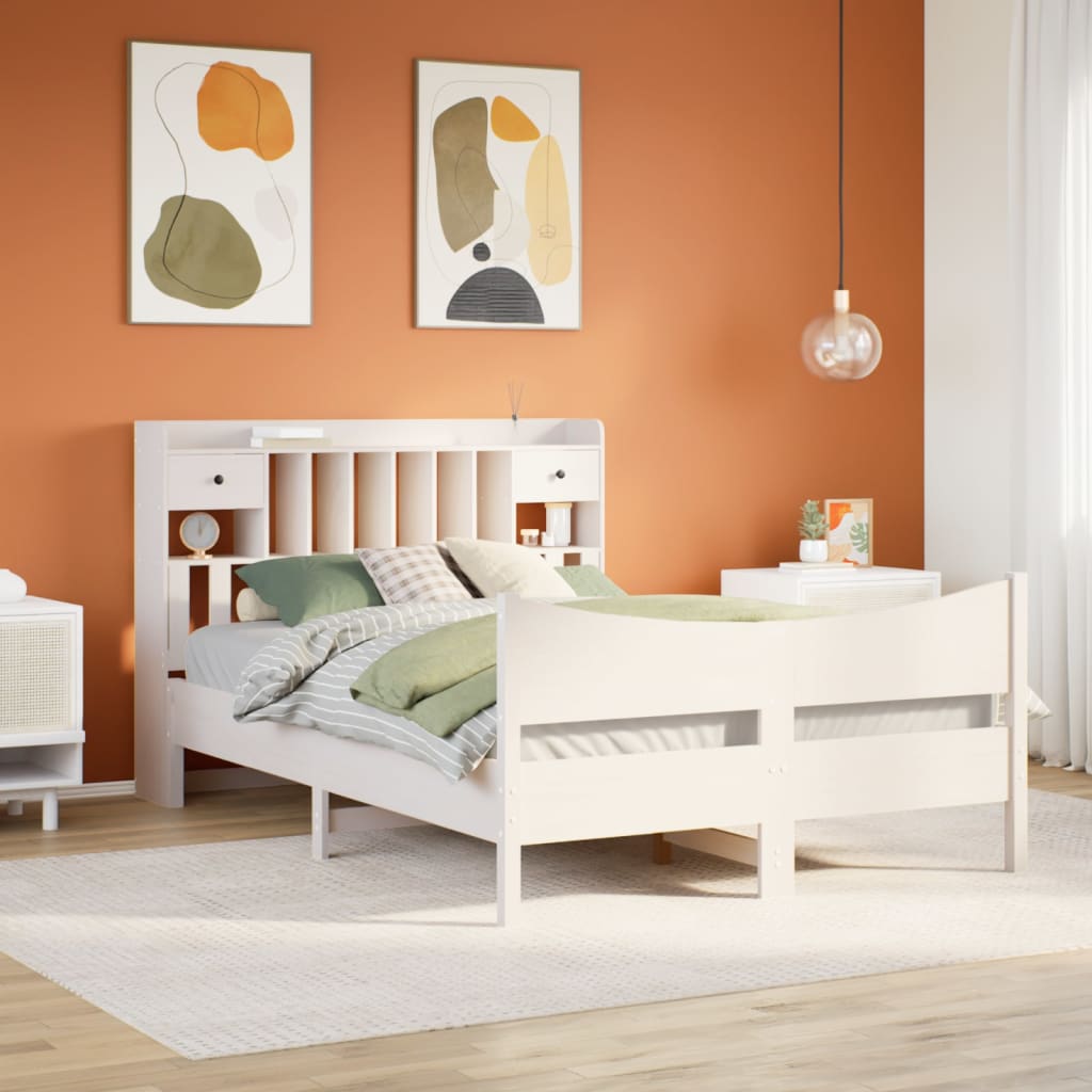 sengeramme uden madras 160x200 cm massivt fyrretræ hvid