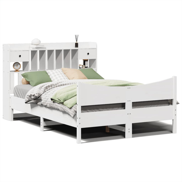 sengeramme uden madras 150x200 cm massivt fyrretræ hvid