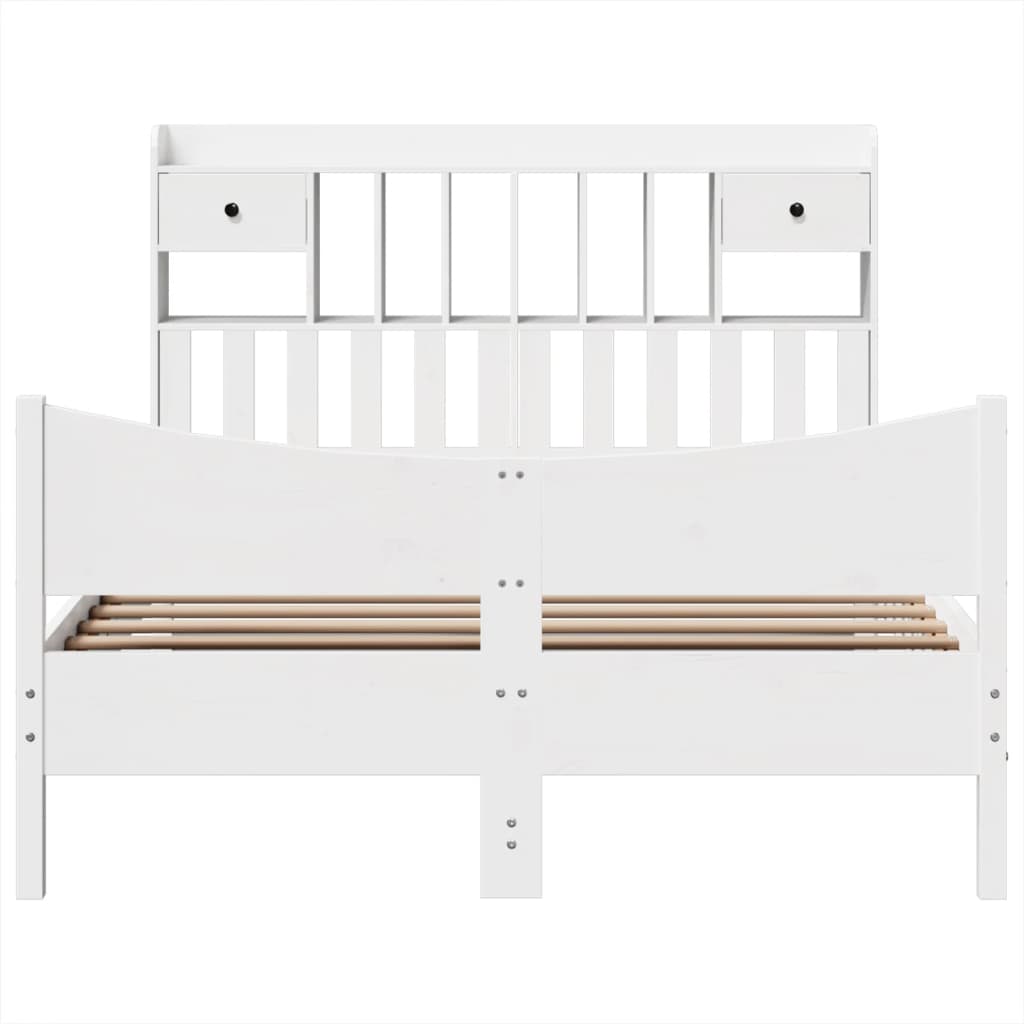 sengeramme uden madras 150x200 cm massivt fyrretræ hvid