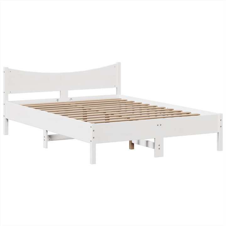 sengeramme uden madras 150x200 cm massivt fyrretræ hvid