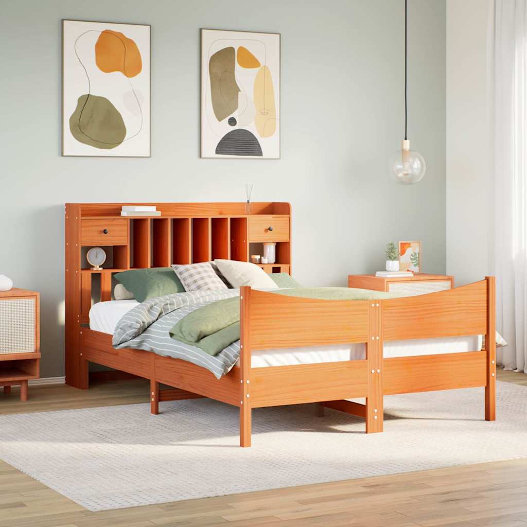 sengeramme uden madras 150x200 cm massivt fyrretræ gyldenbrun