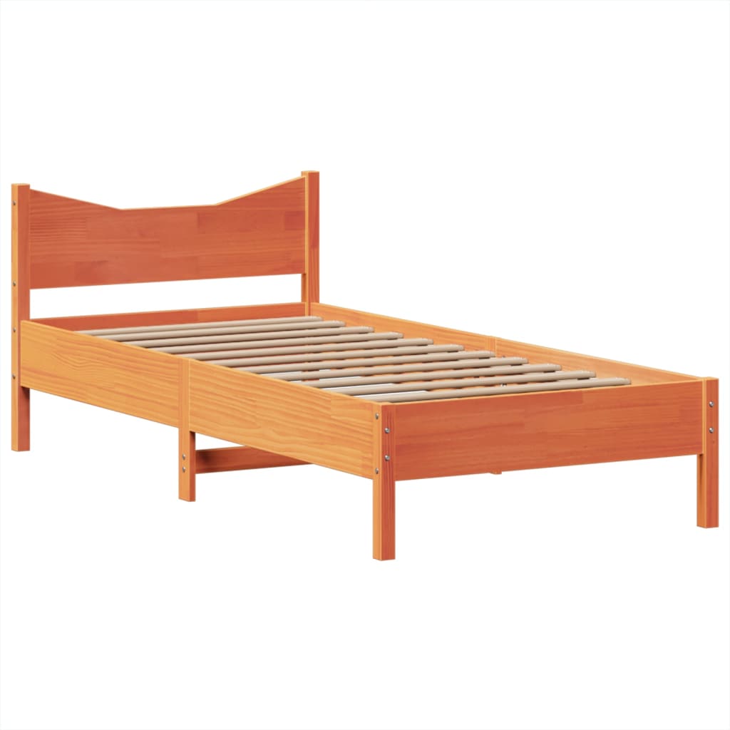 sengeramme uden madras 100x200 cm massivt fyrretræ gyldenbrun