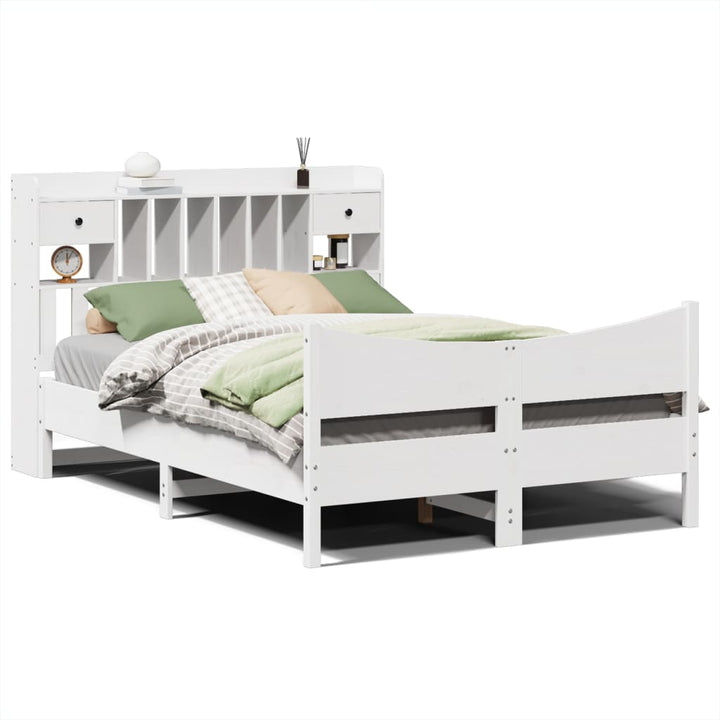 sengeramme uden madras 140x190 cm massivt fyrretræ hvid