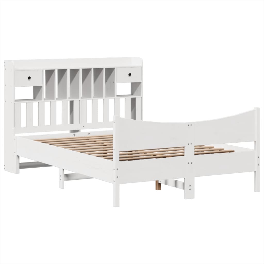sengeramme uden madras 140x190 cm massivt fyrretræ hvid