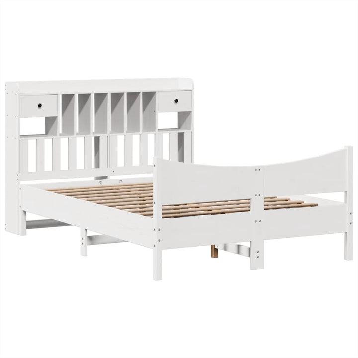 sengeramme uden madras 140x190 cm massivt fyrretræ hvid