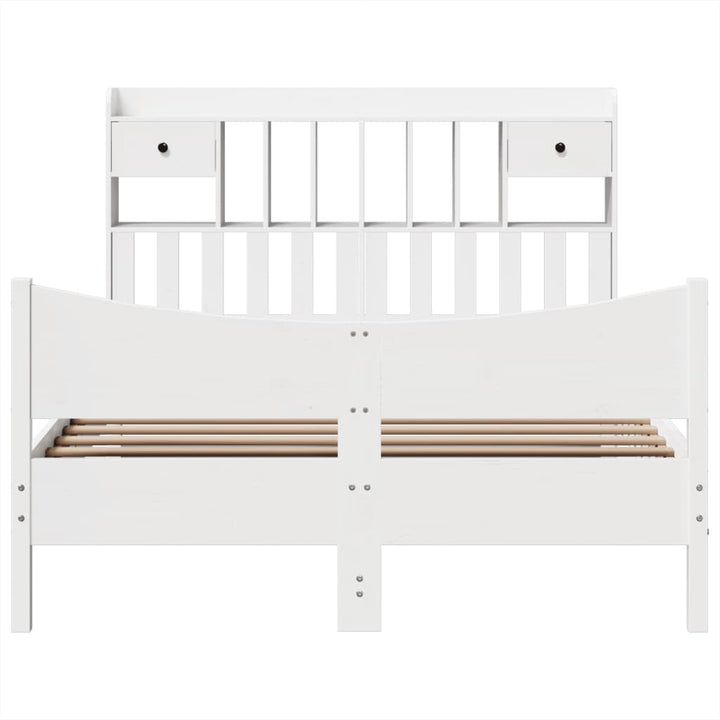 sengeramme uden madras 140x190 cm massivt fyrretræ hvid