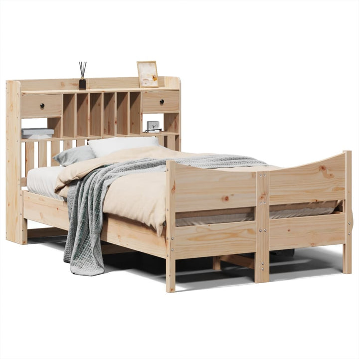 sengeramme uden madras 135x190 cm massivt fyrretræ hvid