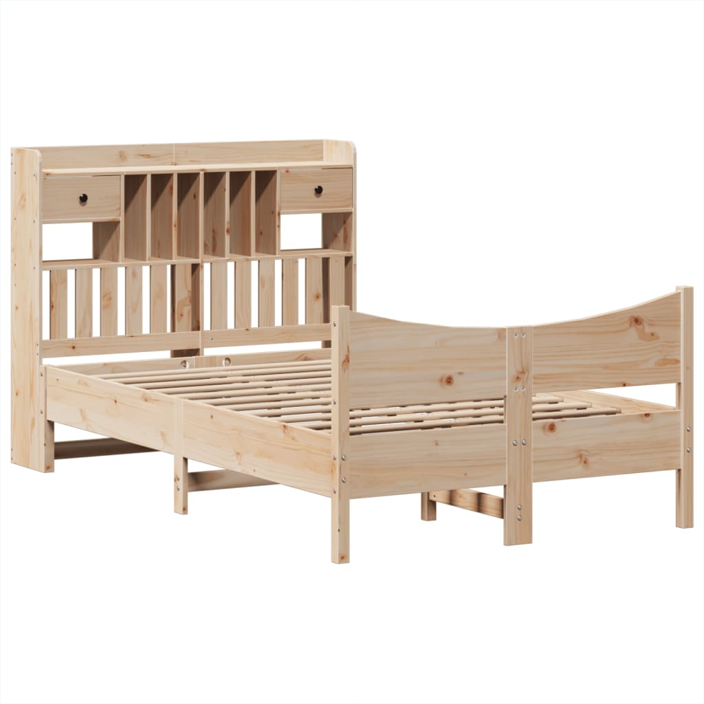 sengeramme uden madras 135x190 cm massivt fyrretræ hvid