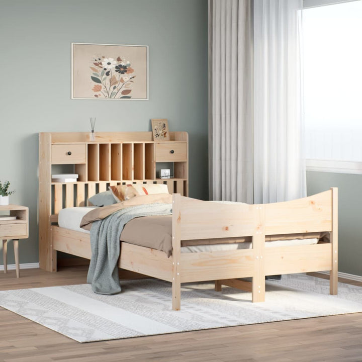 sengeramme uden madras 135x190 cm massivt fyrretræ hvid