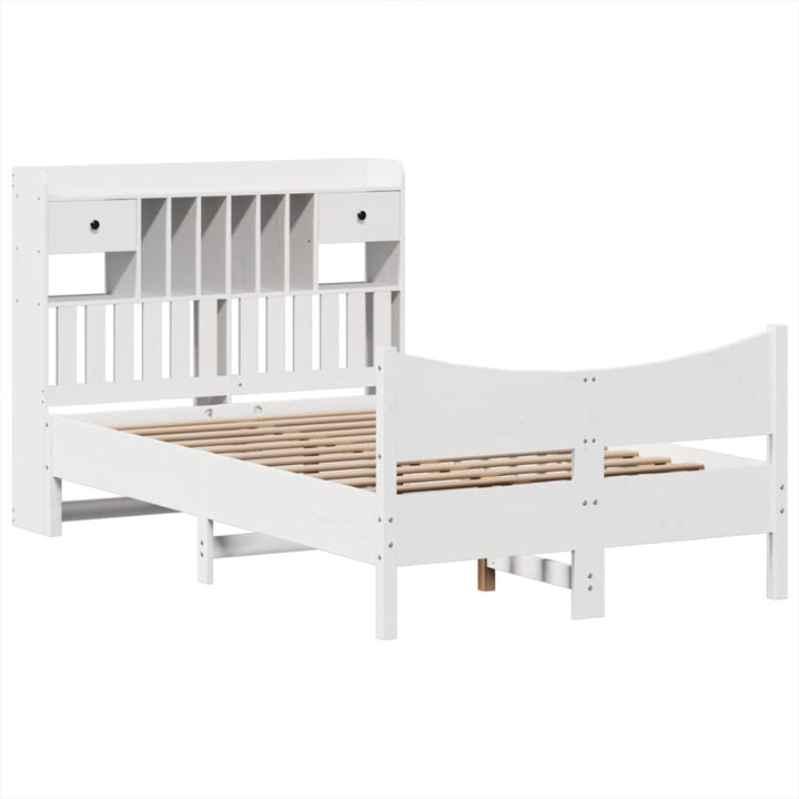 sengeramme uden madras 135x190 cm massivt fyrretræ hvid