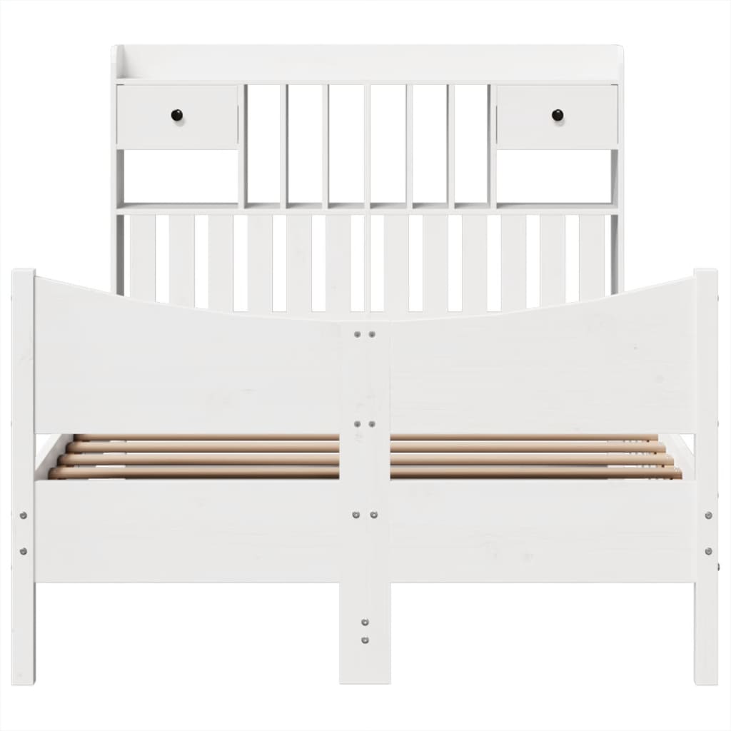 sengeramme uden madras 135x190 cm massivt fyrretræ hvid