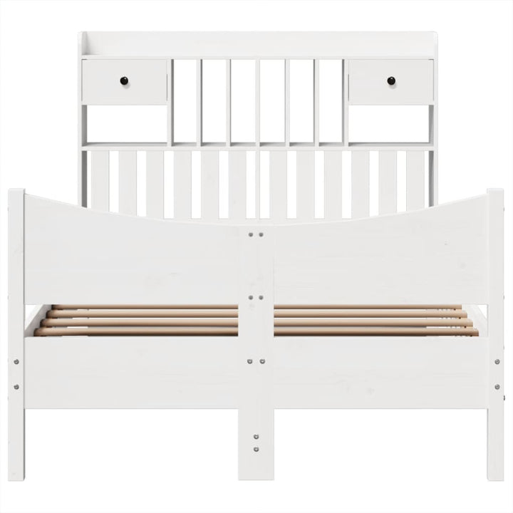 sengeramme uden madras 135x190 cm massivt fyrretræ hvid