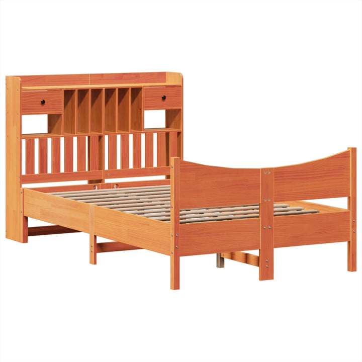 sengeramme uden madras 135x190 cm massivt fyrretræ brun