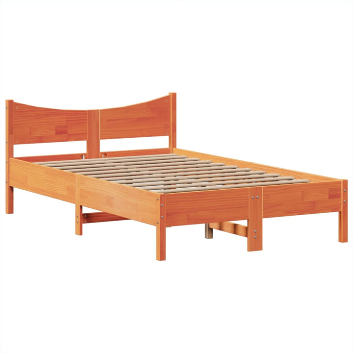 sengeramme uden madras 135x190 cm massivt fyrretræ brun