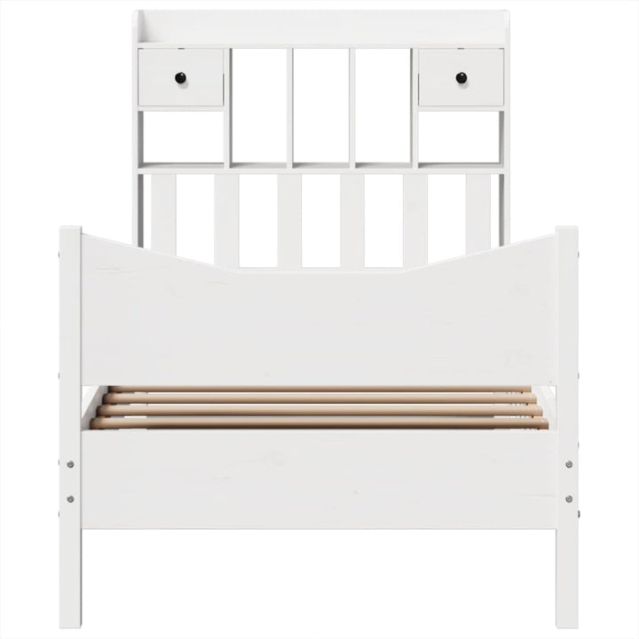 sengeramme uden madras 75x190 cm massivt fyrretræ hvid