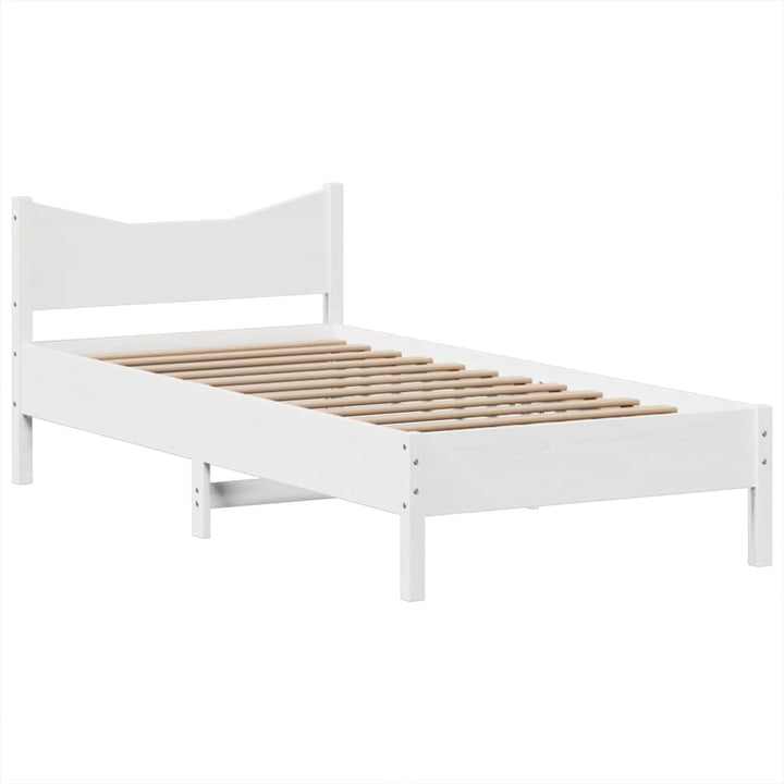 sengeramme uden madras 75x190 cm massivt fyrretræ hvid