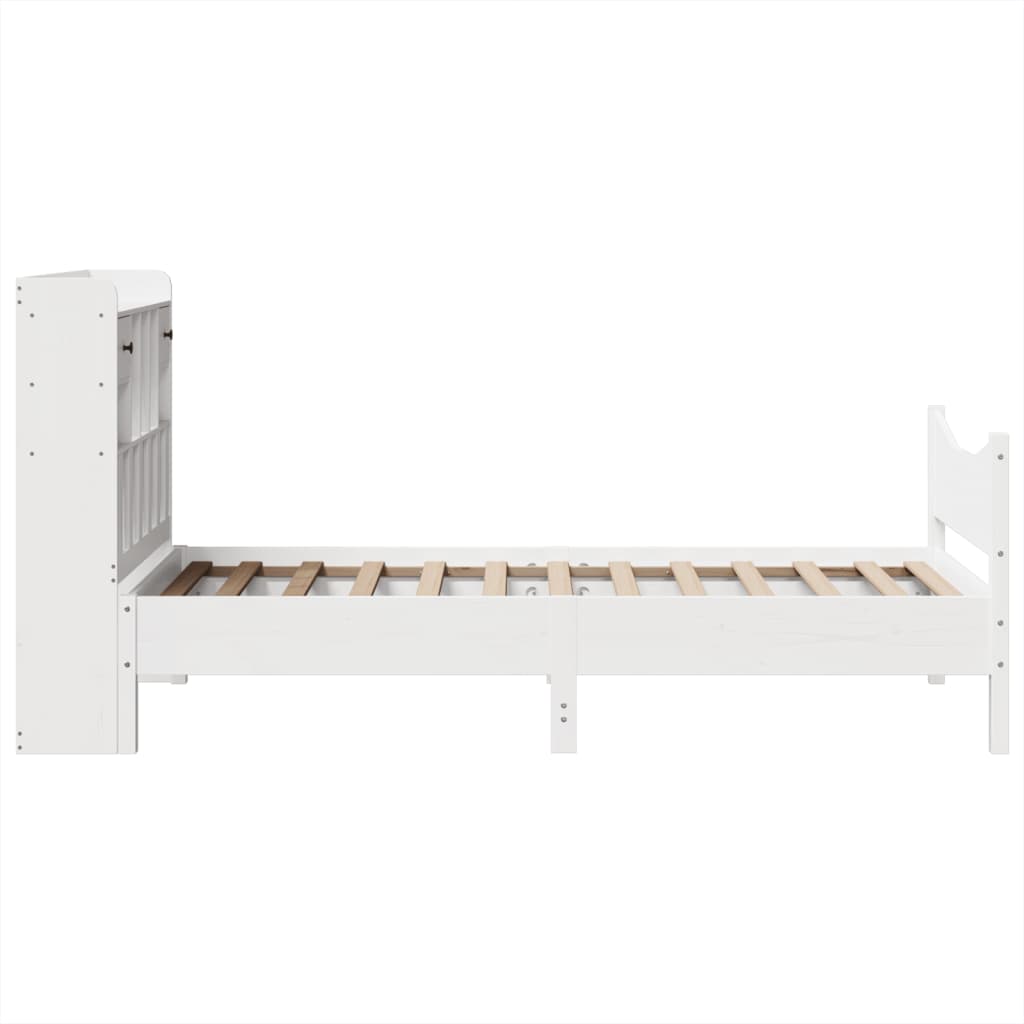 sengeramme uden madras 75x190 cm massivt fyrretræ hvid