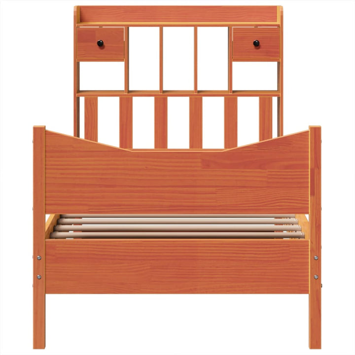 sengeramme uden madras 75x190 cm massivt fyrretræ gyldenbrun