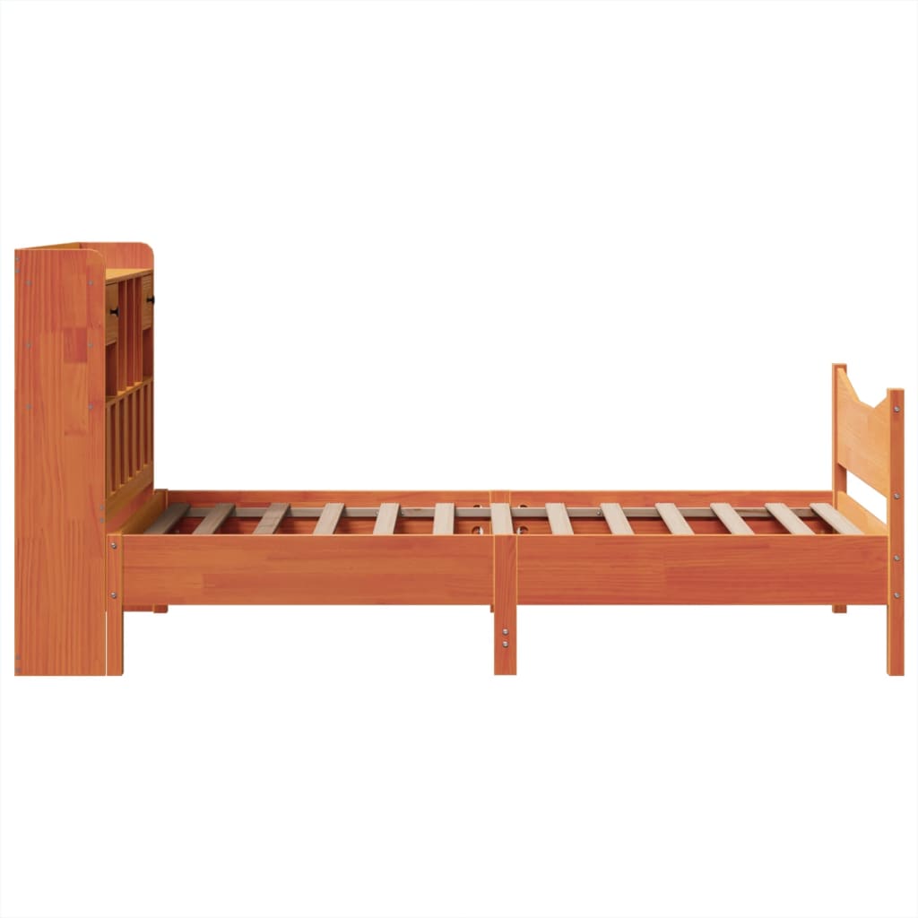 sengeramme uden madras 75x190 cm massivt fyrretræ gyldenbrun