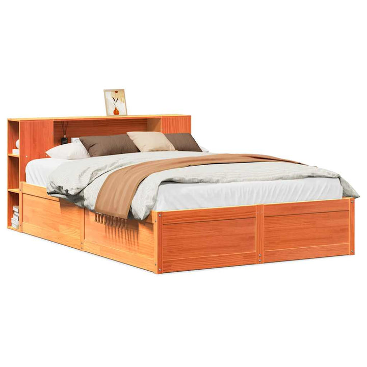 sengeramme uden madras 150x200 cm massivt fyrretræ gyldenbrun