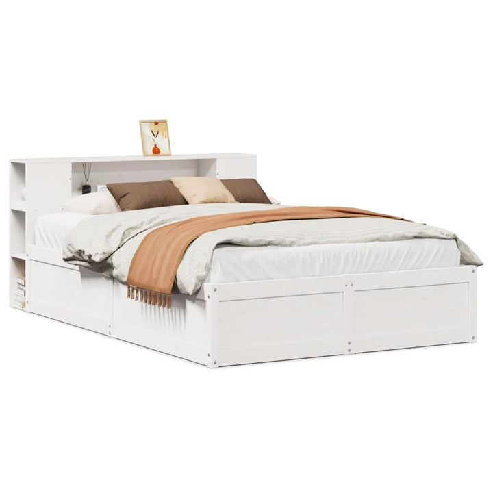 sengeramme uden madras 140x190 cm massivt fyrretræ hvid