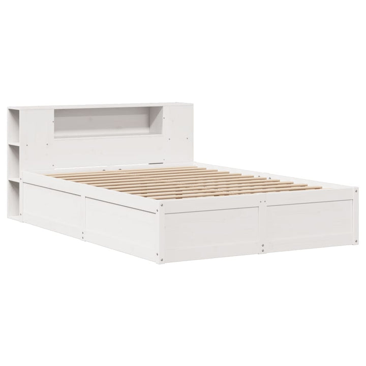 sengeramme uden madras 140x190 cm massivt fyrretræ hvid