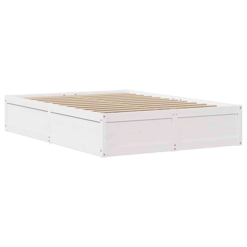 sengeramme uden madras 140x190 cm massivt fyrretræ hvid