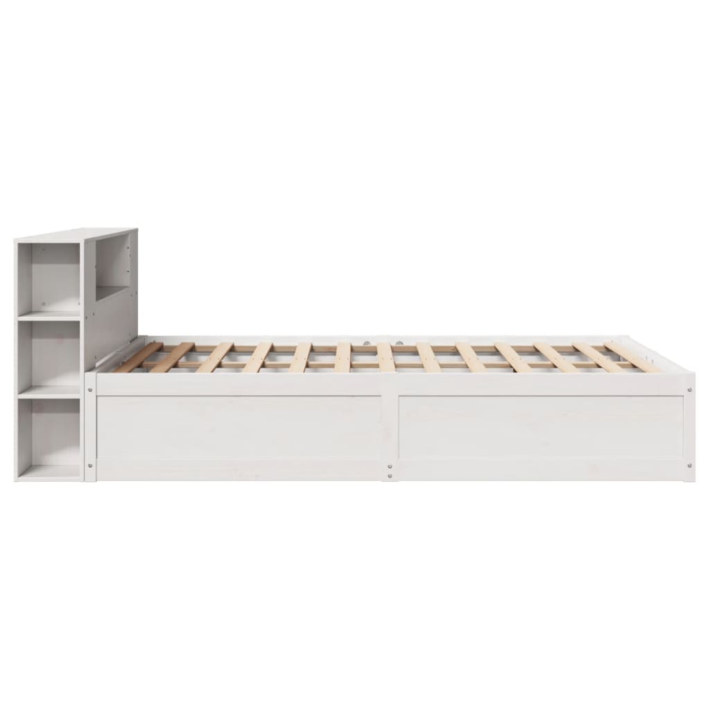 sengeramme uden madras 140x190 cm massivt fyrretræ hvid